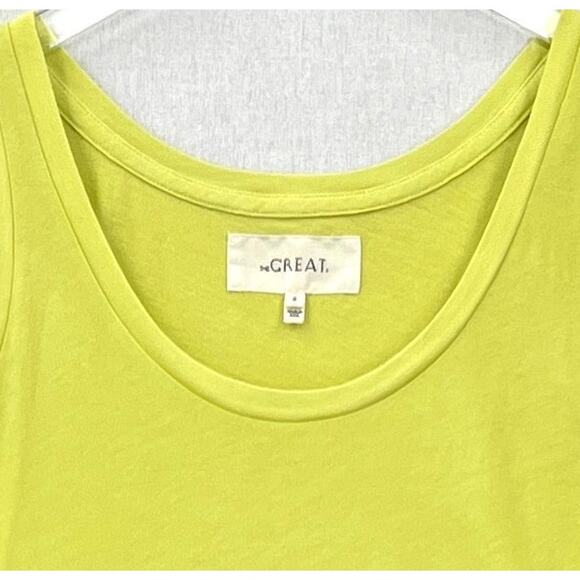 THE GREAT The Sport Tank Womens 0 LIme Zest Green Cropped Relaxed Cotton Scoop - Picture 10 of 15
